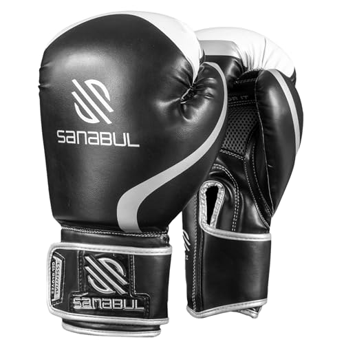 Sanabul Essential Gel Boxing Gloves | Pro-Tested Kickboxing Gloves for Men and Women | Ideal for Boxing, MMA, Muay Thai, and Heavy Bag Training All Black, 10 oz