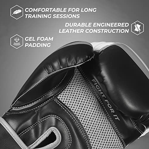 Sanabul Essential Gel Boxing Gloves | Pro-Tested Kickboxing Gloves for Men and Women | Ideal for Boxing, MMA, Muay Thai, and Heavy Bag Training All Black, 10 oz
