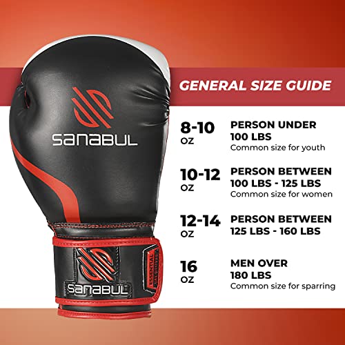 Sanabul Essential Gel Boxing Gloves | Pro-Tested Kickboxing Gloves for Men and Women | Ideal for Boxing, MMA, Muay Thai, and Heavy Bag Training All Black, 10 oz
