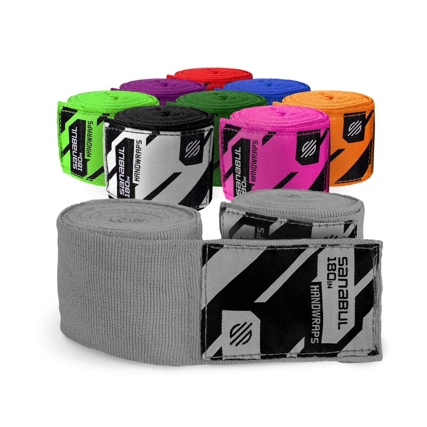 Sanabul Elastic Professional 180 inch Handwraps for Boxing Kickboxing Muay Thai MMA (Black, 180")