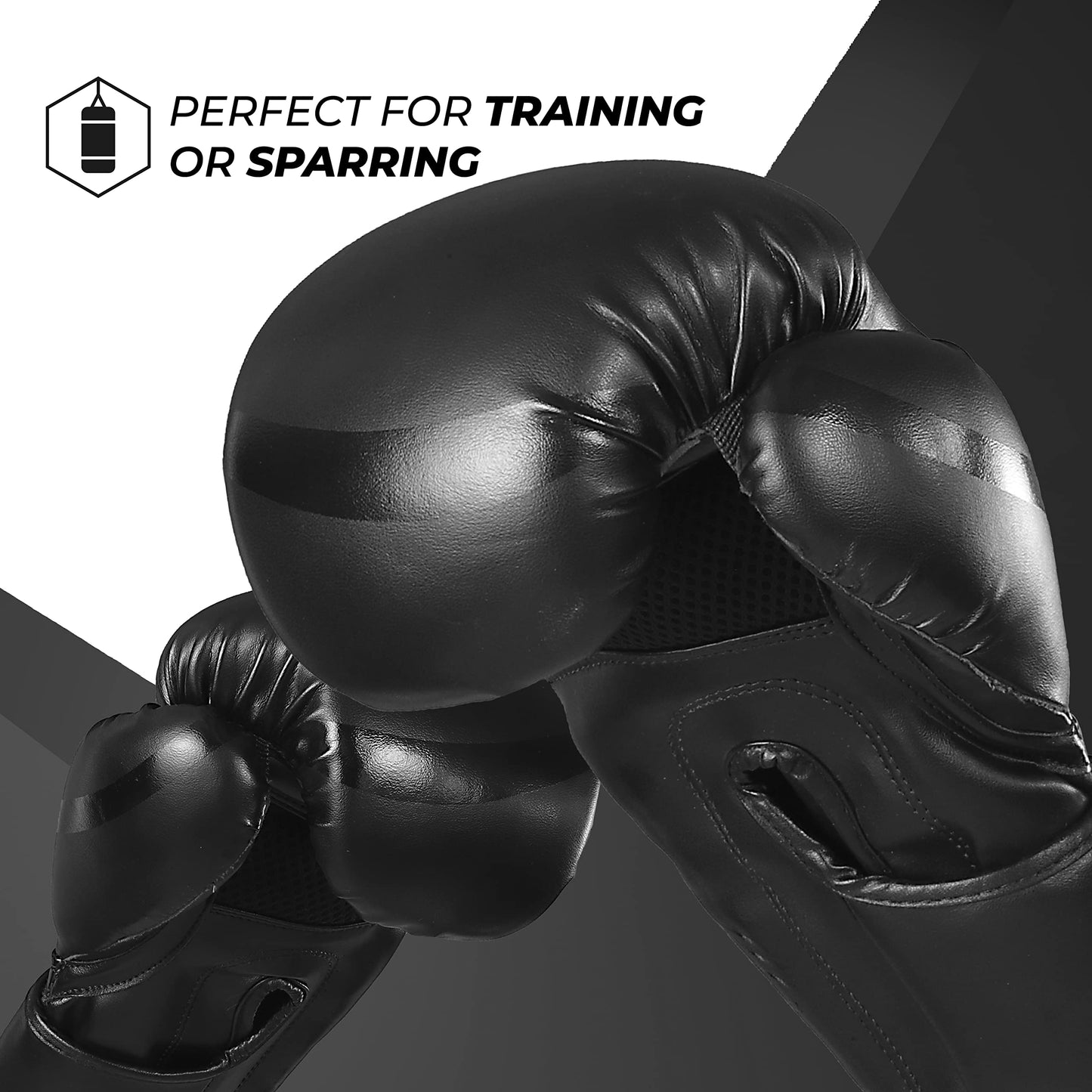 Sanabul Essential Gel Boxing Gloves | Pro-Tested Kickboxing Gloves for Men and Women | Ideal for Boxing, MMA, Muay Thai, and Heavy Bag Training All Black, 10 oz