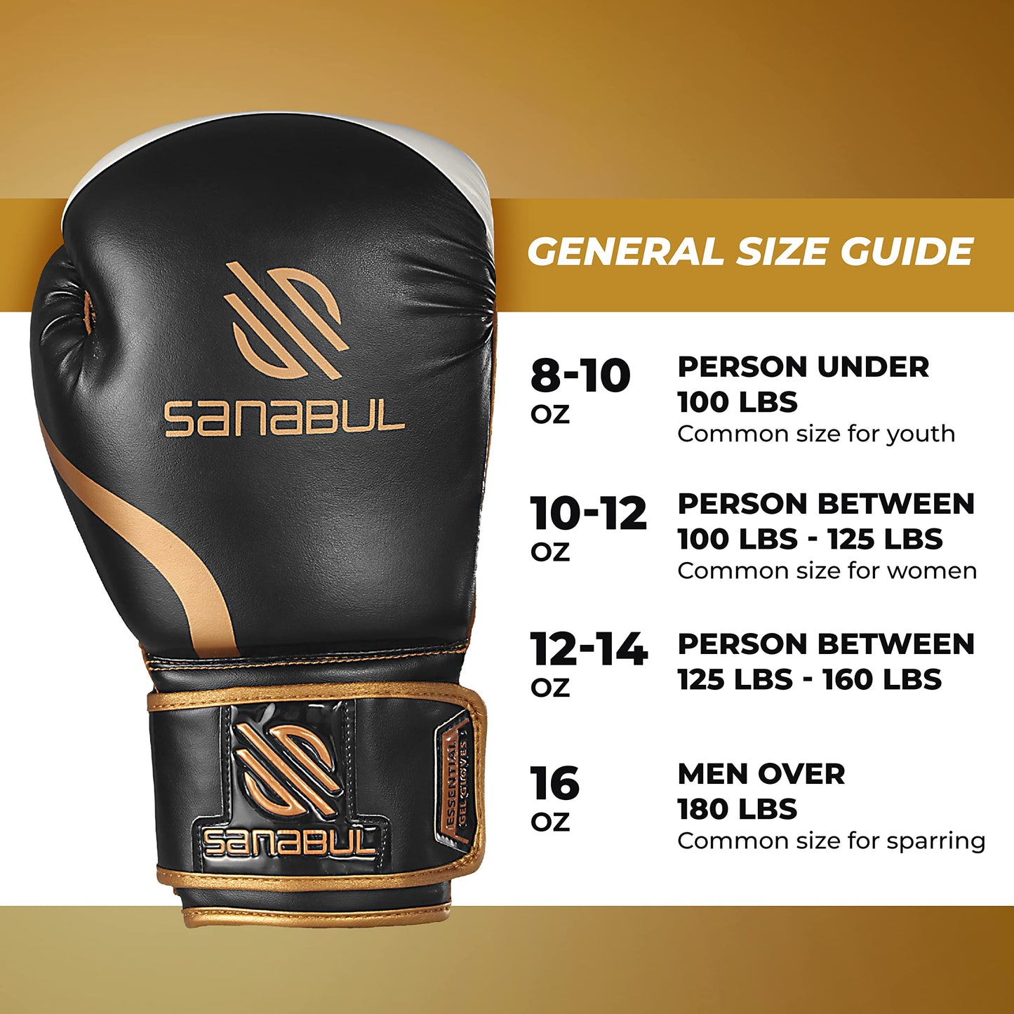 Sanabul Essential Gel Boxing Gloves | Pro-Tested Kickboxing Gloves for Men and Women | Ideal for Boxing, MMA, Muay Thai, and Heavy Bag Training All Black, 10 oz
