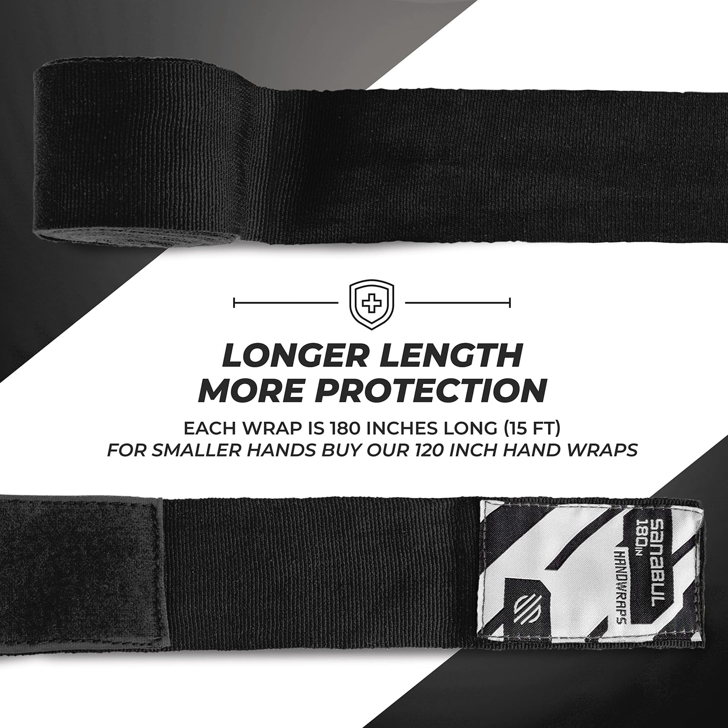 Sanabul Elastic Professional 180 inch Handwraps for Boxing Kickboxing Muay Thai MMA (Black, 180")