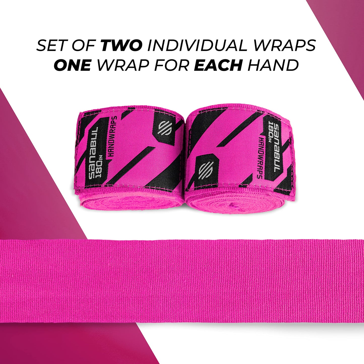 Sanabul Elastic Professional 180 inch Handwraps for Boxing Kickboxing Muay Thai MMA (Black, 180")