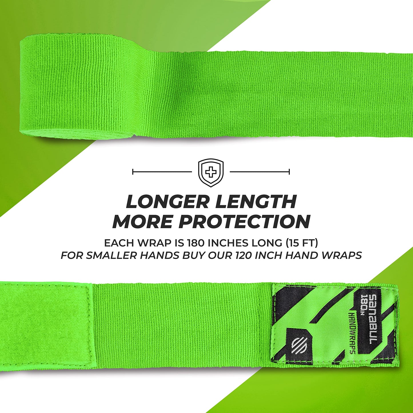 Sanabul Elastic Professional 180 inch Handwraps for Boxing Kickboxing Muay Thai MMA (Black, 180")