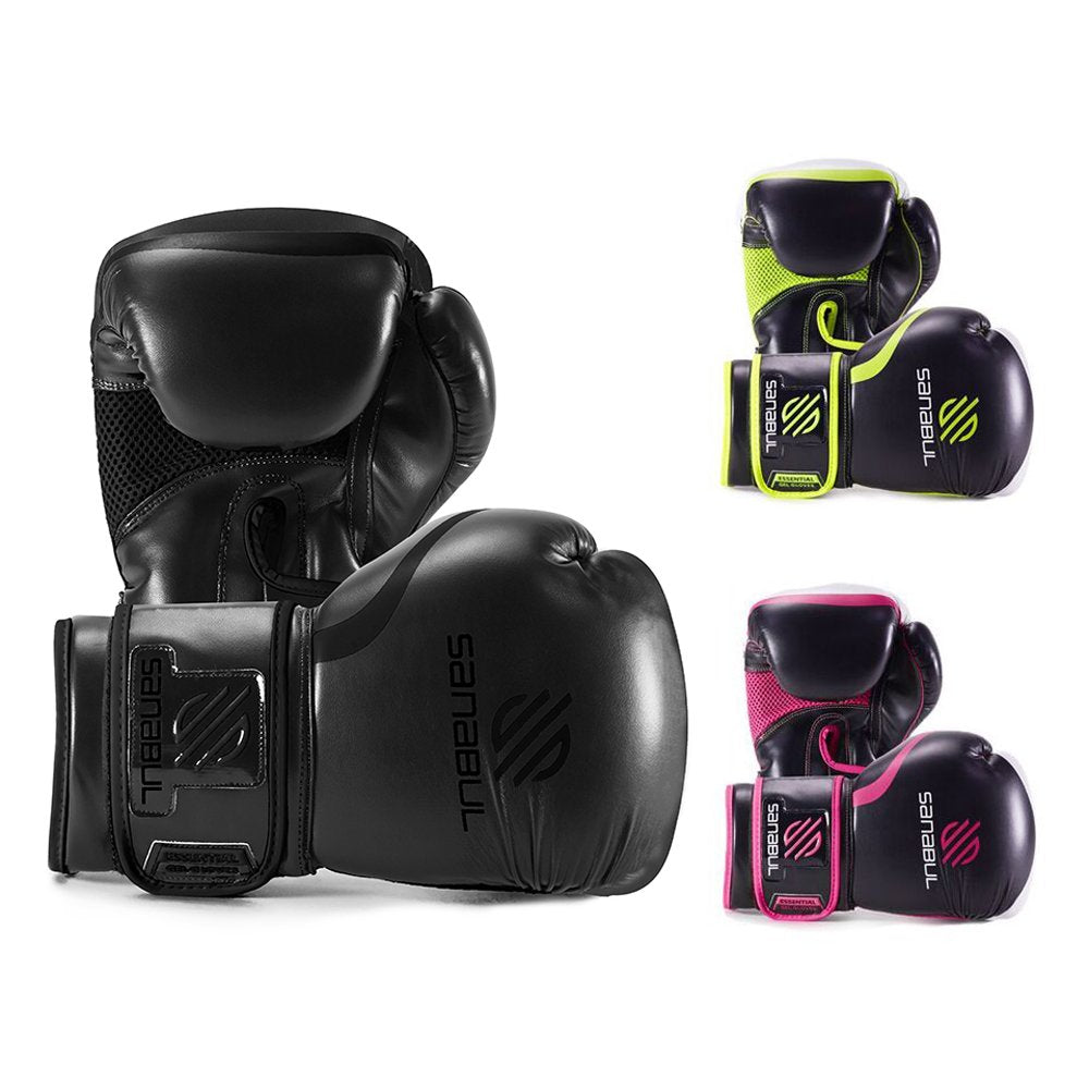 Sanabul Essential Gel Boxing Gloves | Pro-Tested Kickboxing Gloves for Men and Women | Ideal for Boxing, MMA, Muay Thai, and Heavy Bag Training All Black, 10 oz
