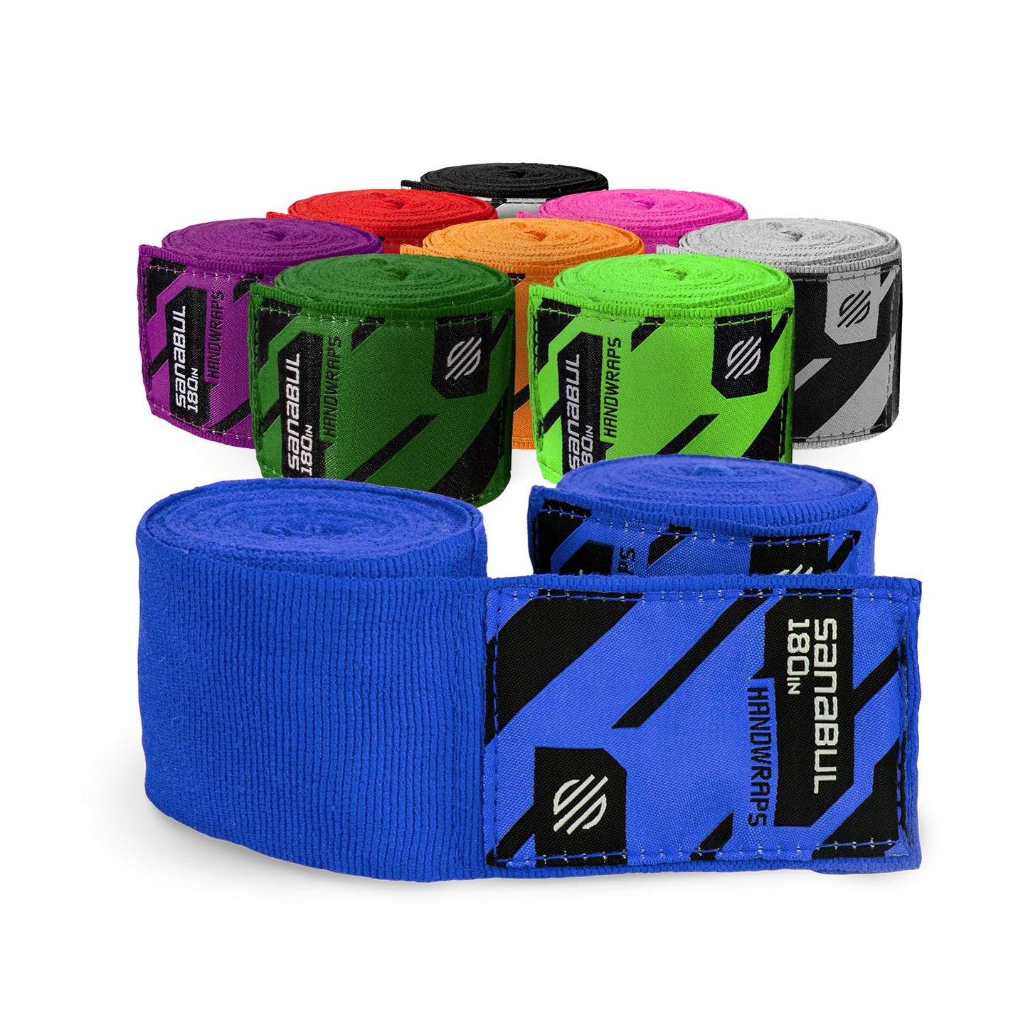 Sanabul Elastic Professional 180 inch Handwraps for Boxing Kickboxing Muay Thai MMA (Black, 180")