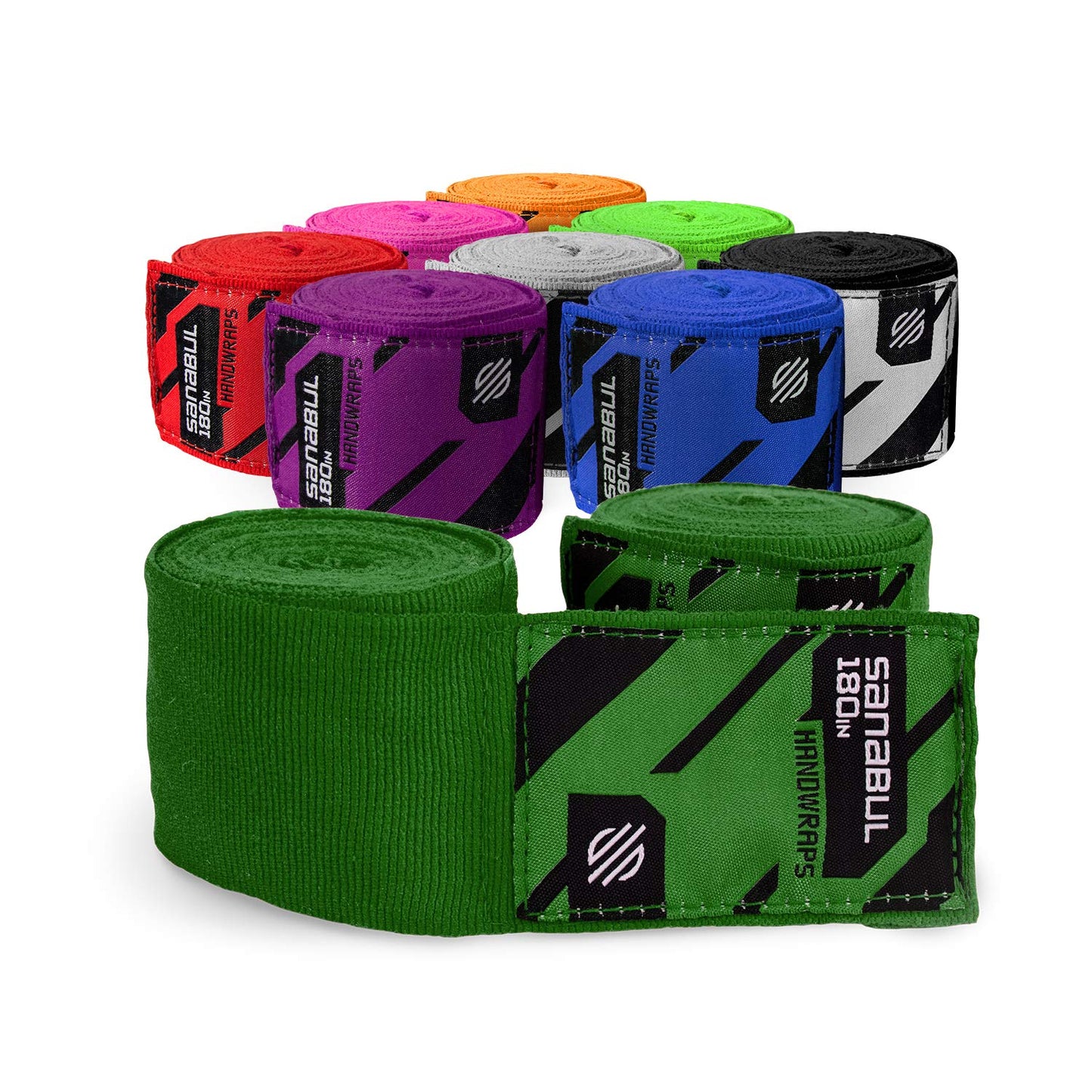 Sanabul Elastic Professional 180 inch Handwraps for Boxing Kickboxing Muay Thai MMA (Black, 180")