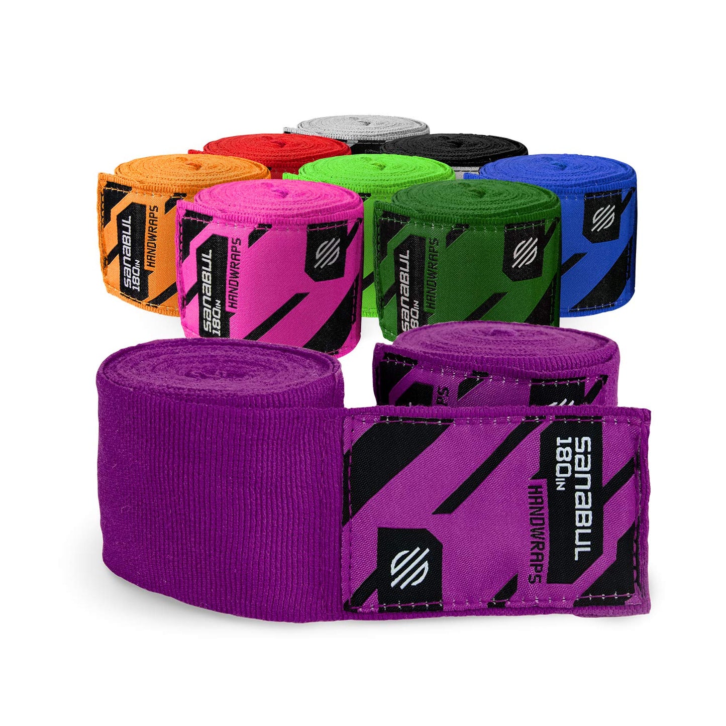 Sanabul Elastic Professional 180 inch Handwraps for Boxing Kickboxing Muay Thai MMA (Black, 180")