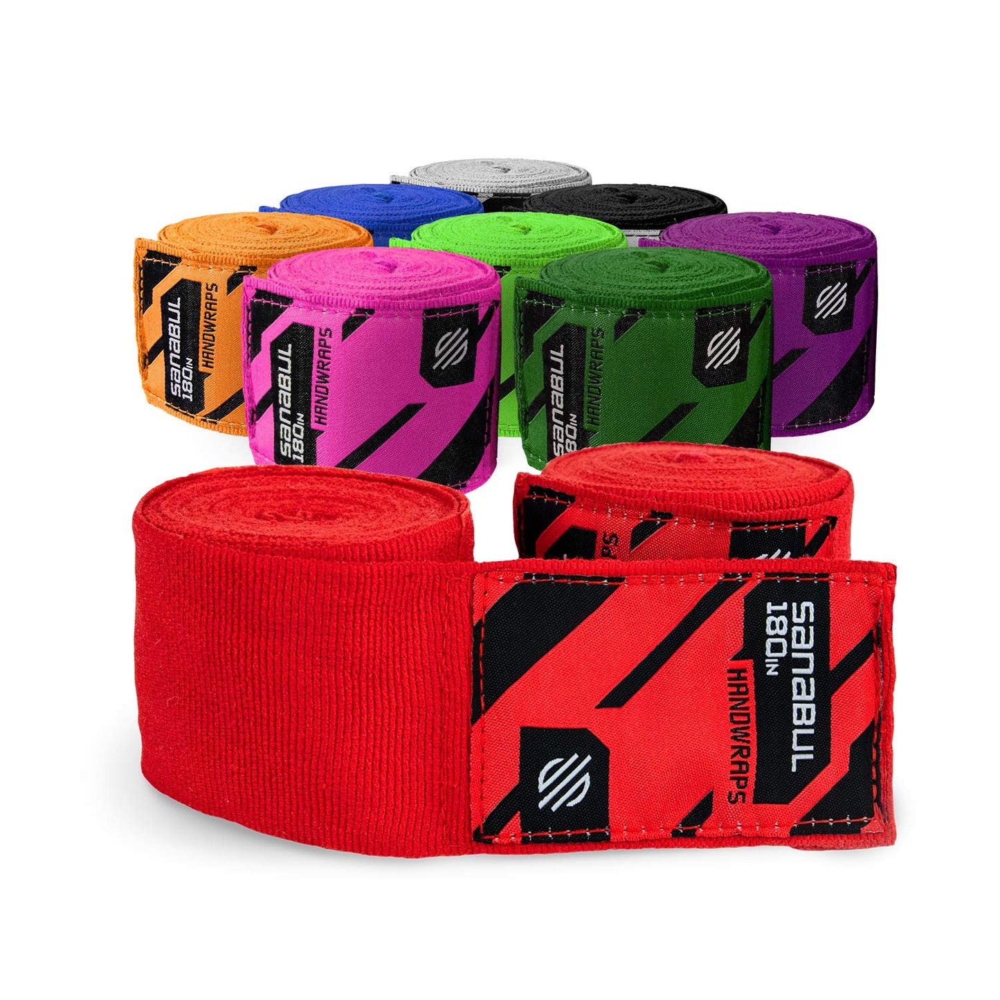 Sanabul Elastic Professional 180 inch Handwraps for Boxing Kickboxing Muay Thai MMA (Black, 180")