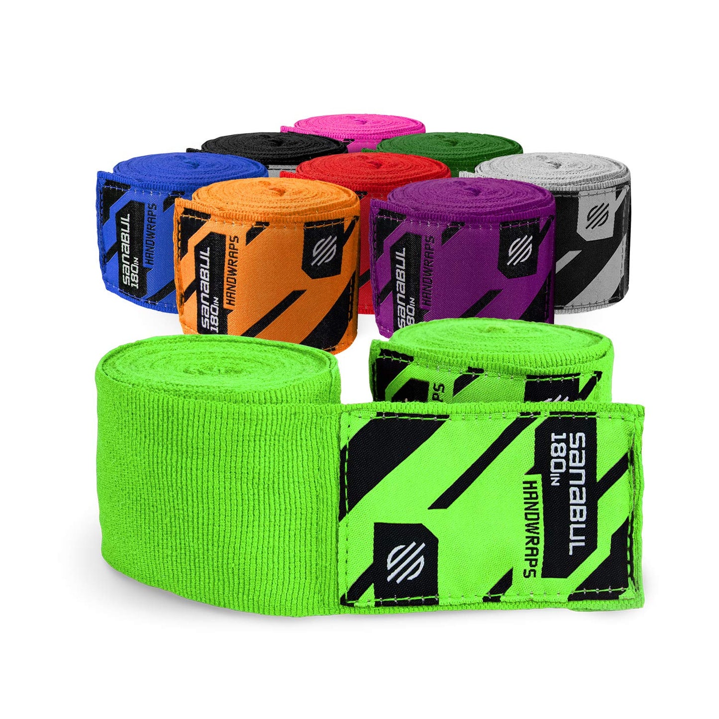 Sanabul Elastic Professional 180 inch Handwraps for Boxing Kickboxing Muay Thai MMA (Black, 180")