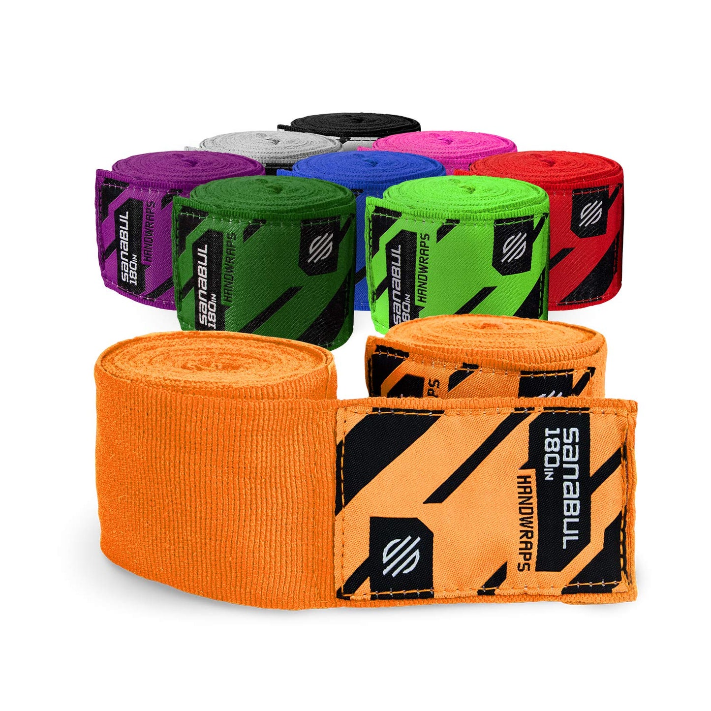 Sanabul Elastic Professional 180 inch Handwraps for Boxing Kickboxing Muay Thai MMA (Black, 180")