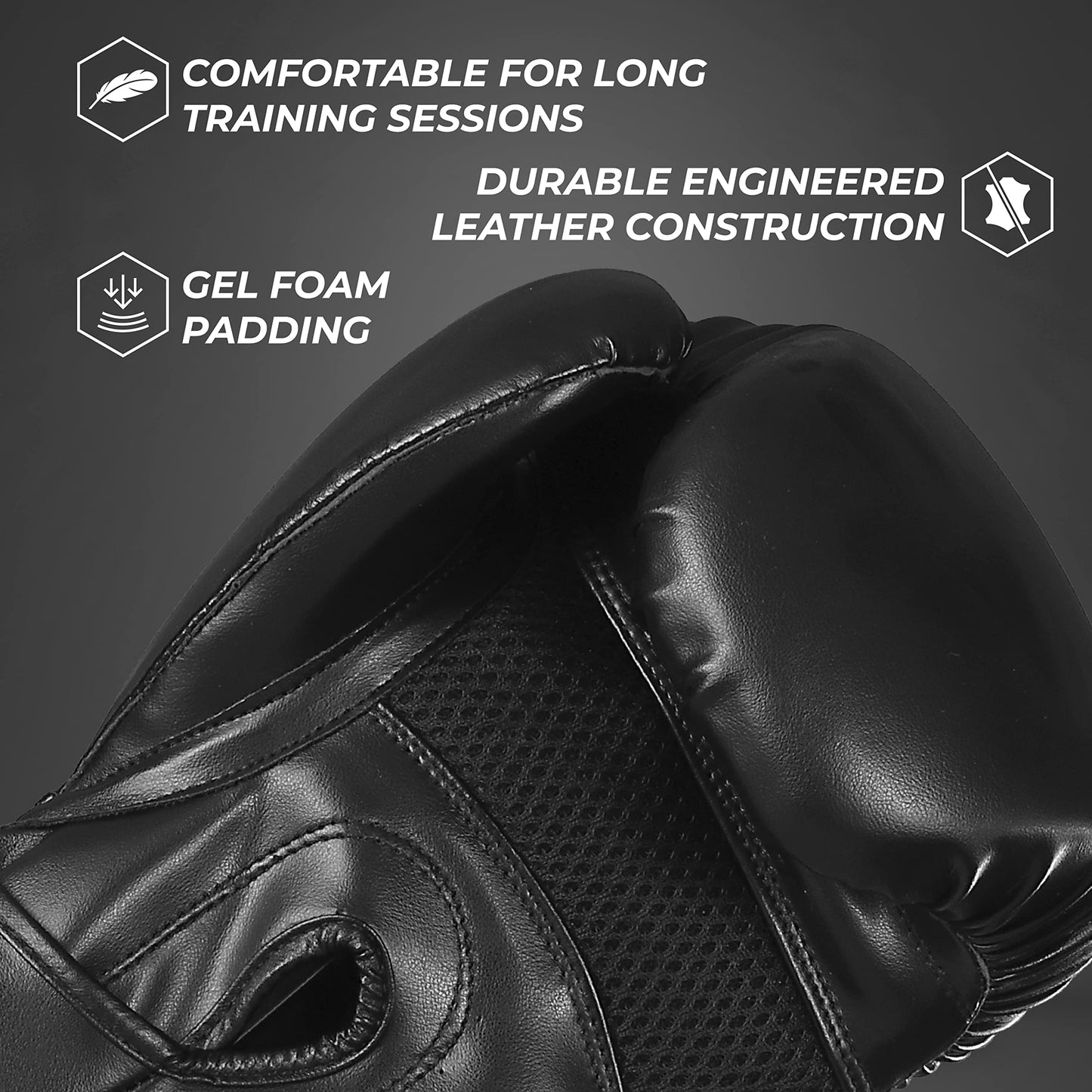 Sanabul Essential Gel Boxing Gloves | Pro-Tested Kickboxing Gloves for Men and Women | Ideal for Boxing, MMA, Muay Thai, and Heavy Bag Training All Black, 10 oz
