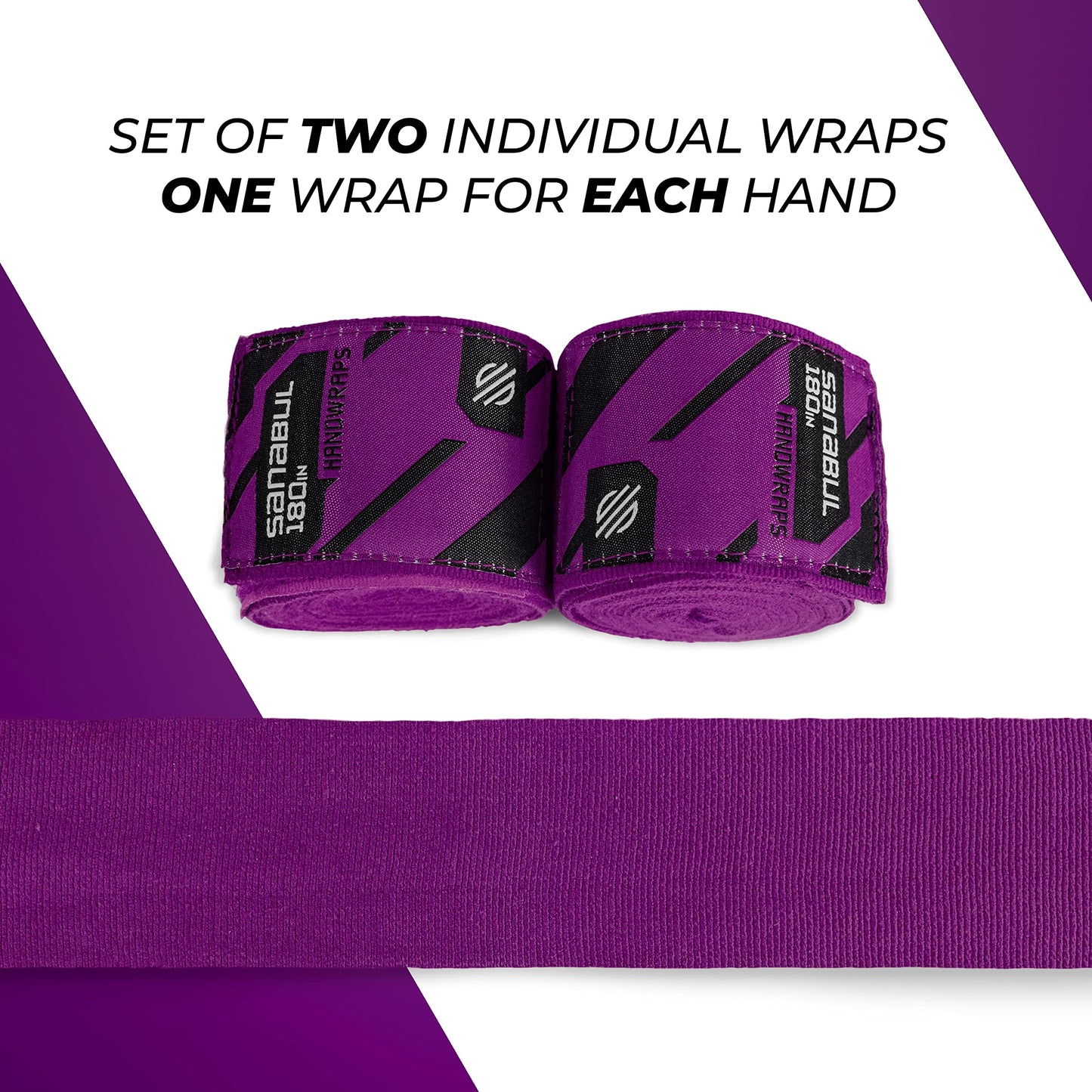 Sanabul Elastic Professional 180 inch Handwraps for Boxing Kickboxing Muay Thai MMA (Black, 180")